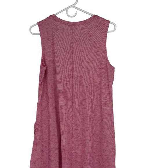 Women’s LOGO by Lori Goldstein Size Medium Pink/White Sleeveless Tunic w Pockets - Picture 7 of 9